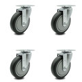 Service Caster 5 Inch Thermoplastic Rubber Wheel Swivel Top Plate Caster Set SCC-20S514-TPRB-TP2-4